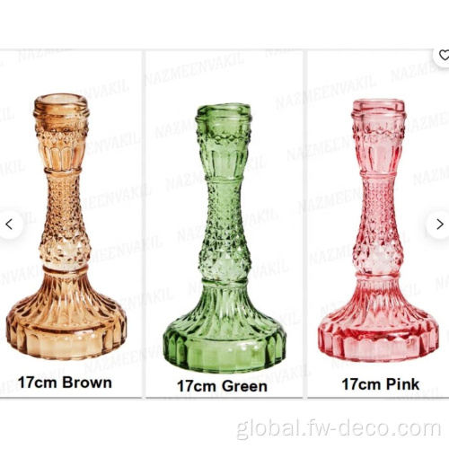 Glass Candlestick Holders Retro colored Tapered Glass Candlestick Candle Holders Manufactory